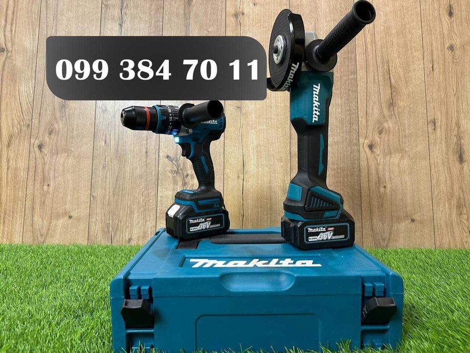 Набір 2в1 Makita Аккумуляторний Болгарка Шуруповерт DGA504 - DHP485BL