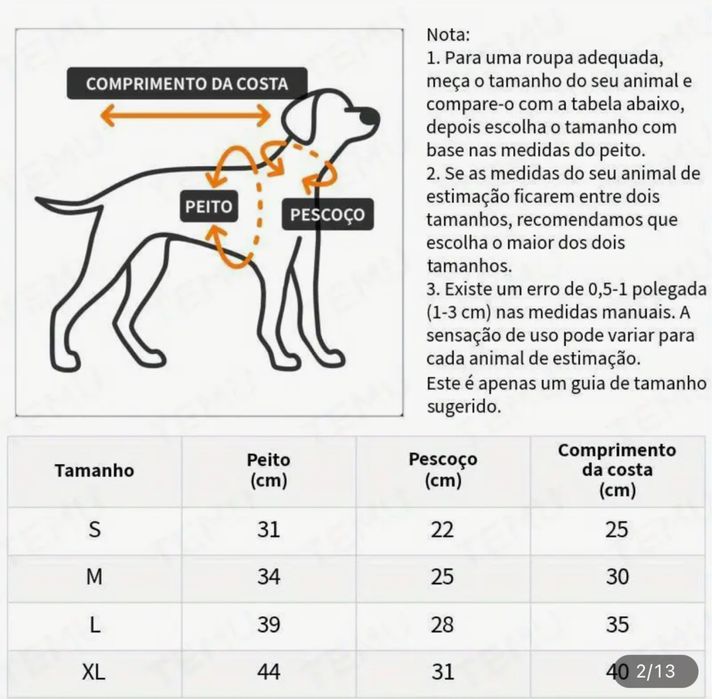 Casaco de Inverno para Cão de Raças Pequenas a Médias