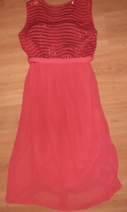 Vestido vermelho com brilhantes - envio grátis