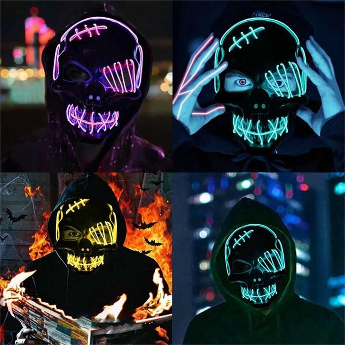 máscara led Halloween, aniversários, carnaval