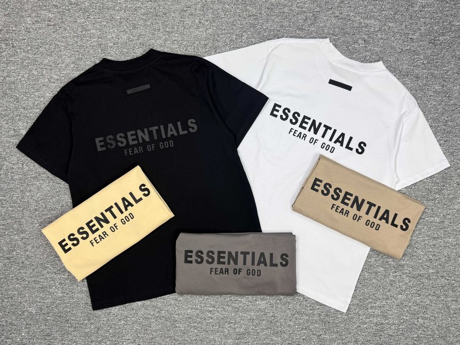 Футболка FOG Fear of God ESSENTIALS Oversize чорна біла бежева сіра кремова унісекс преміум люкс