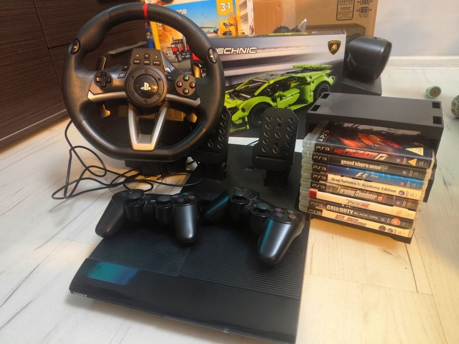 PlayStation 3+gry+kierownica+ 2 pady