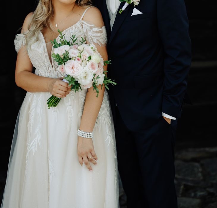 Suknia ślubna ramiączka opadające M L