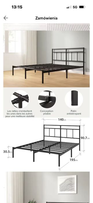 Sprzedam nowe łóżko metalowe ze stelażem
