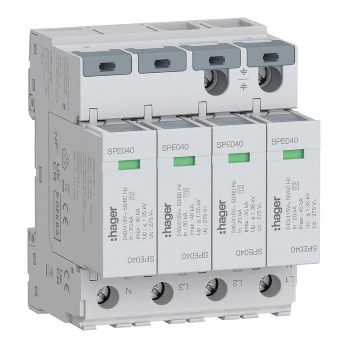 Ogranicznik przepięć SPD T2 4P 4 + 0 TN-S In=20kA Up1,35kV SPE440S