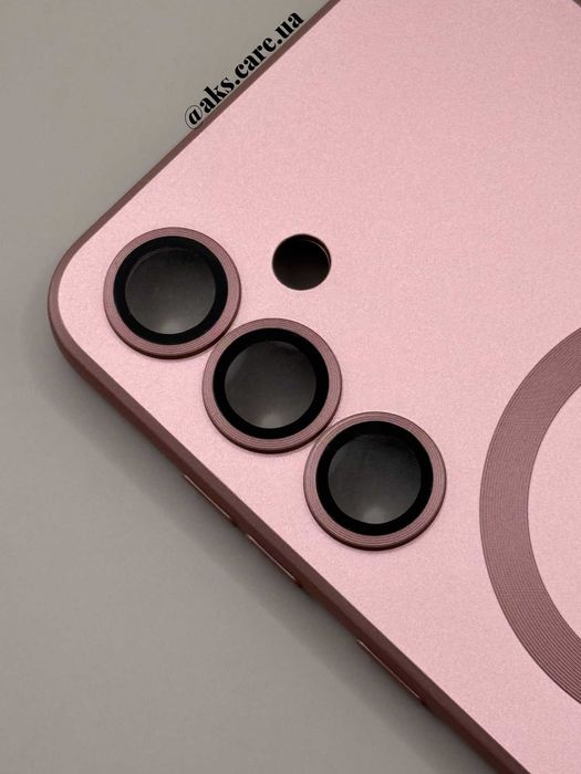 Рожевий розовий силіконовий чохол MagSafe з лінзами Samsung A/S/Note