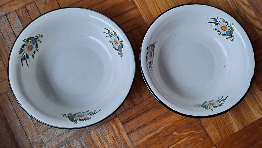 Półmiski salaterka emaliowane vintage prl