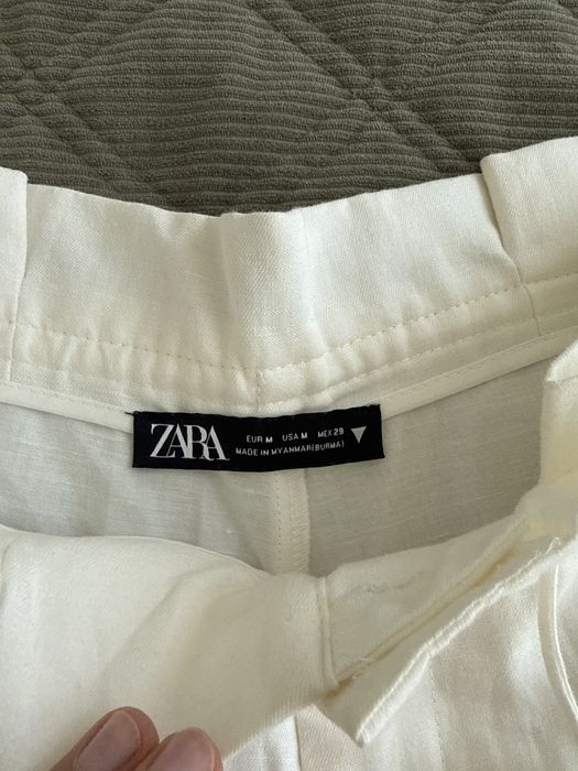 Calções de linho branco da Zara, tamanho M (com alguns defeitos)