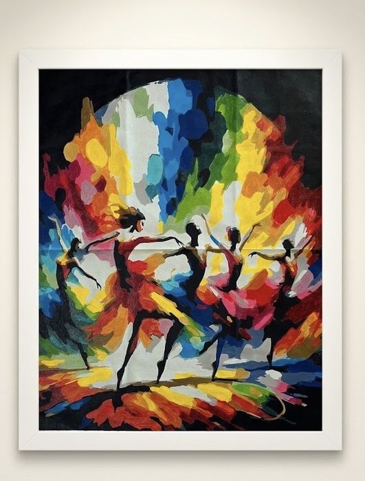 Quadro pintado à mao com moldura incluida
