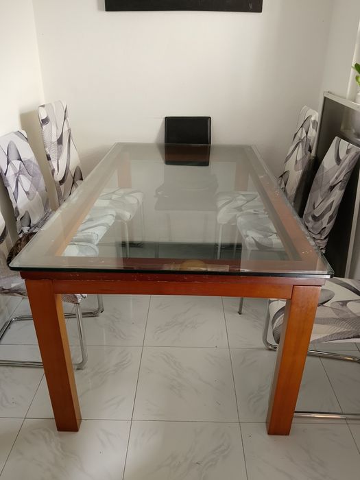 Mesa jantar, tampo de vidro