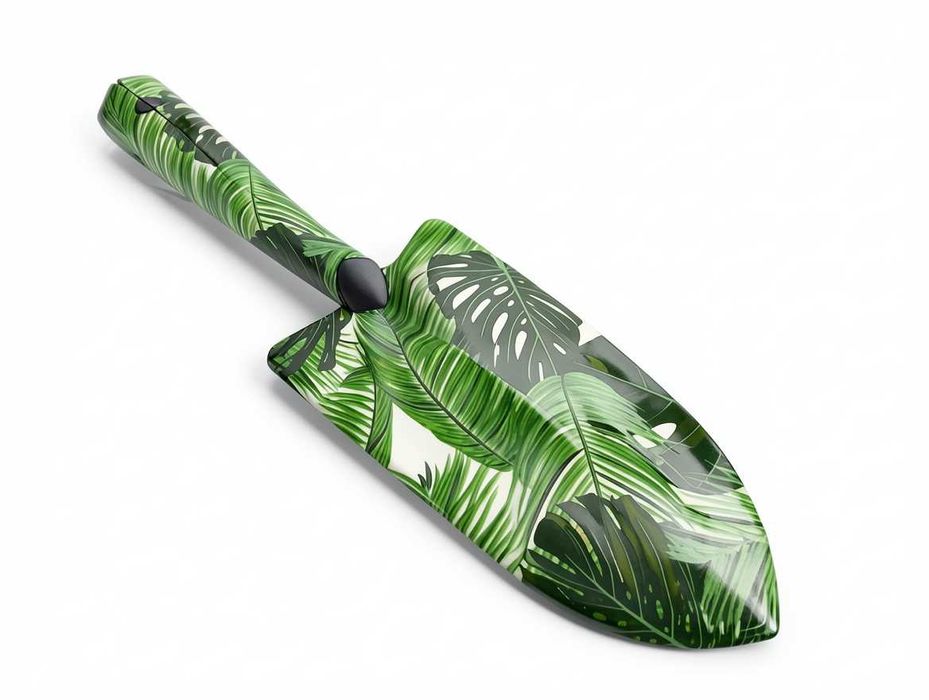 F054 Łopatka Ogrodowa Metalowa Wzór Monstera Solidna Narzędzie DoKwiat