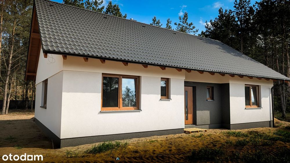 Nowy parterowy dom jednorodzinny, wolnostojący z 4 pokojami, cisza las