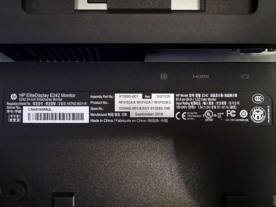 Монітор 24 дюйма  HP Elite Display E242  (1920 x 1200)