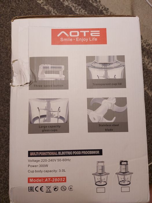 NOWY Duży 3L Szklany młynek do mięsa, elektryczny siekacz do żywności.