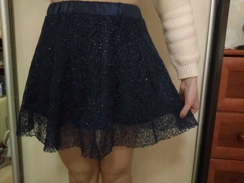 Юбка для девочки для бальных танцев на резинке юбочка с паетками