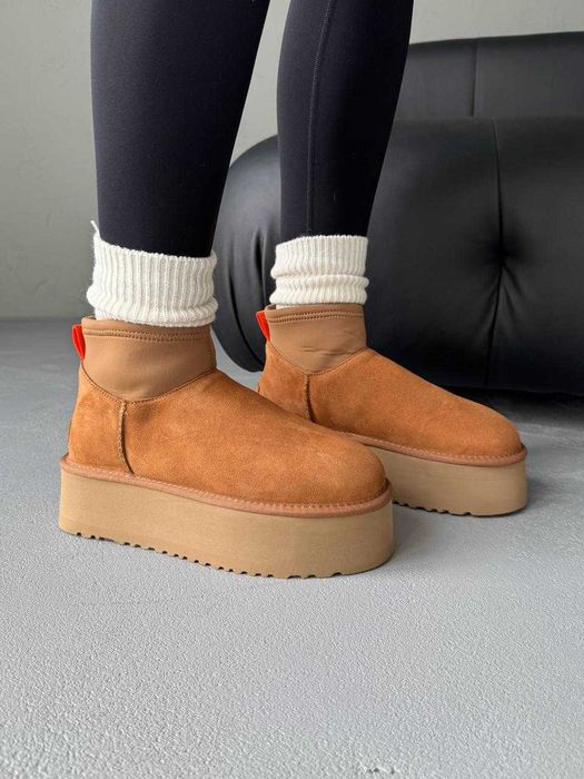 Уггі UGG Dipper Mini Beige Classic premium натуральні замша та хутро