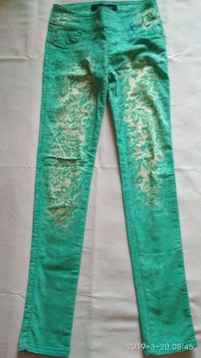 Бирюзовые джинсы-джеггинсы 152см