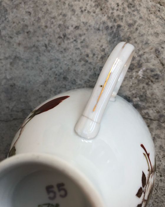 Porcelana Chodzież serwis kawowy talerzyki filiżanki porcelanowe antyk