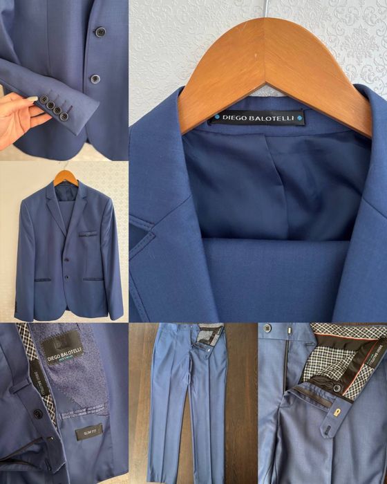 Мужской классический костюм Diego Balotelli. Синий; р.50. Как новый