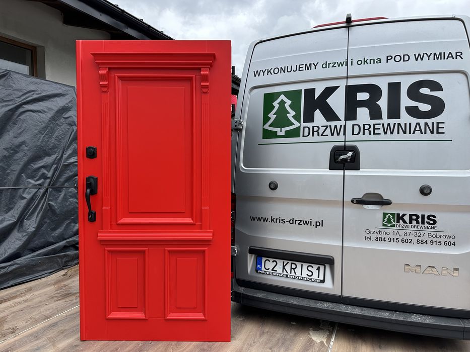 Drzwi zewnętrzne drewniane  AMERYKAŃSKIE Z KLAMKĄ SCHLAGE cała POLSKA