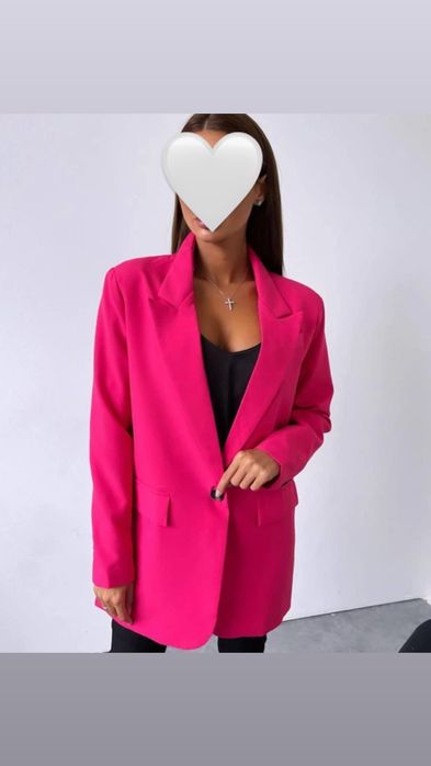 Рожевий піджак жіночий вільного пошиву з підкладкою