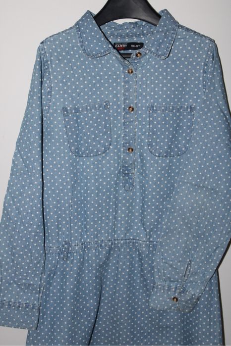 Sukienka błękitna w kropeczki 146