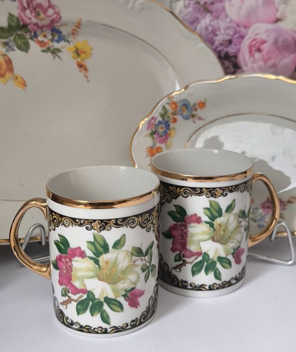 Kubki Karolina 2 sztuki piękna stara porcelana
