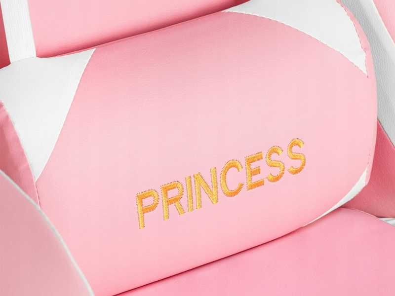 Fotel Gamingowy Z Podnóżkiem Różowy Regulowany + Poduszka Masująca