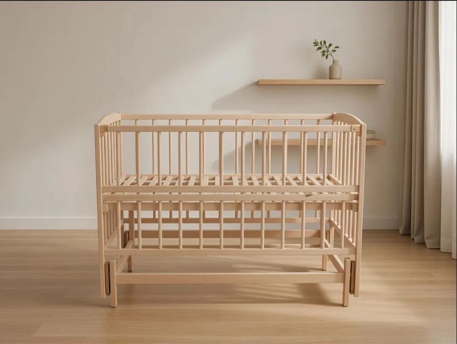 Дитяче ліжечко 120×60 Babymax з натурального дерева / Детская кроватка люлька / Кроватка маятник
