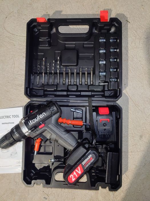 Wiertarko wkrętarka akumulatorowa udarowa Walizka Zestaw bitów wierteł