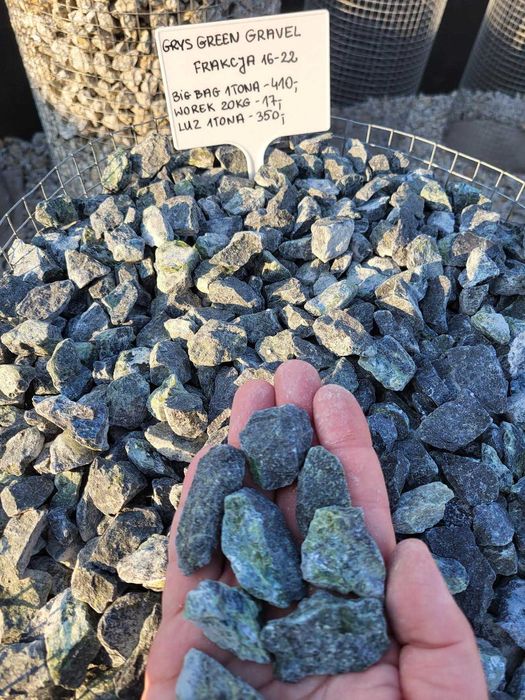 Grys GREEN GRAVEL serpentynit 16-22 mm Kamienie ogrodowe ozdobne