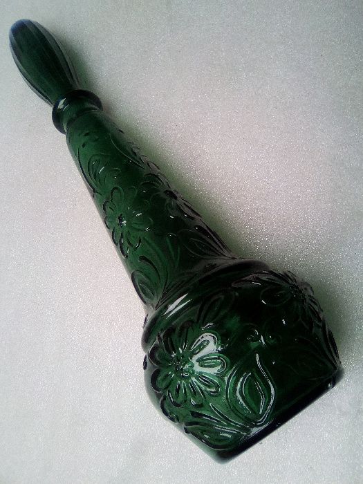 Garrafa em Vidro (VERDE) - Decoração de Alto Relevo