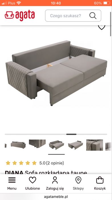 Sofa Diana velluto  z funkcją spania Agata meble