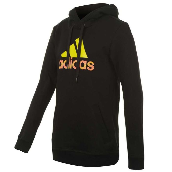Czarna Bluza Adidas Duże Logo Kangurka M L