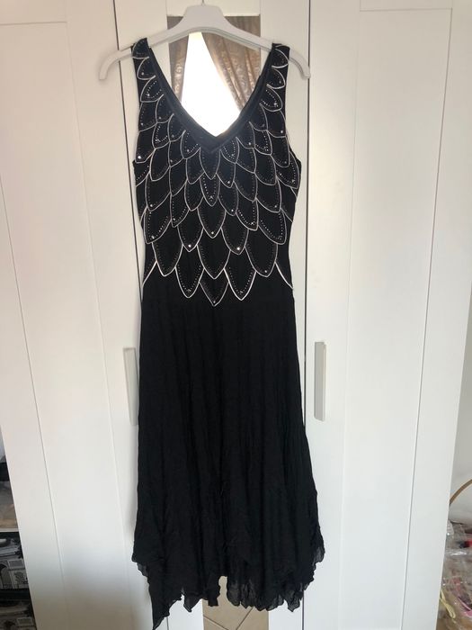 Długa czarna sukienka damska - 40