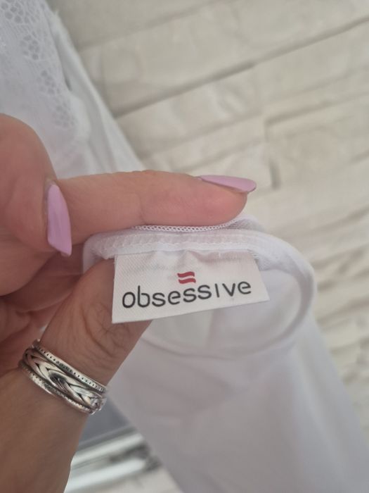 Biała koszula nocna Obsessive S/M