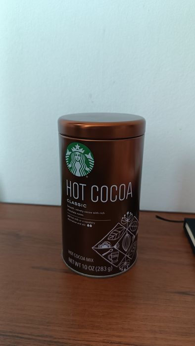 Упаковка з-під какао Starbucks металева пуста 13см