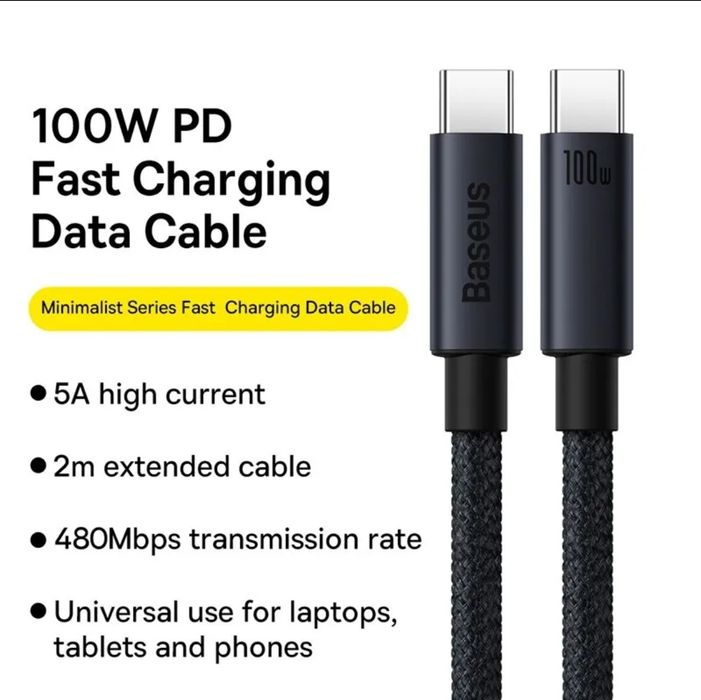 NOWY kabel Baseus Quick Charge 100W PD 5A USB-C do C okazja KRAKÓW