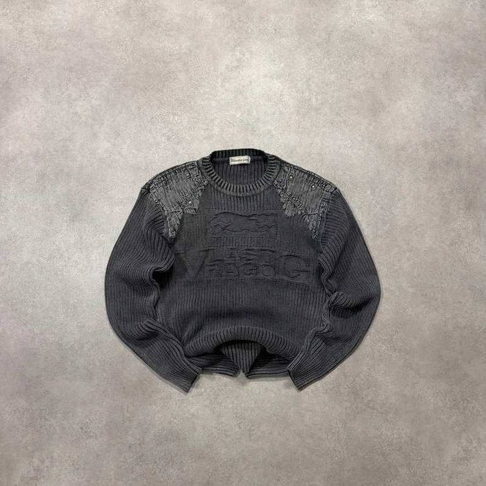 Vintage Sweter Y2K Jumper Knit Sweater Ćwieki Swag Japan Trendy