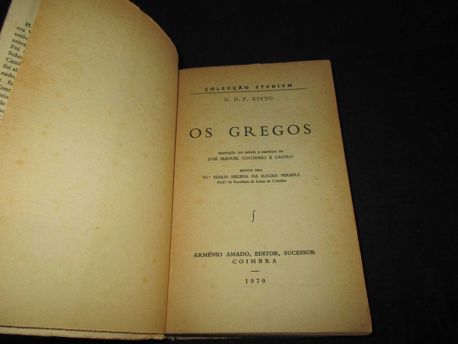 Livro Os Gregos H. D. F. Kitto Arménio Amado 1ª edição