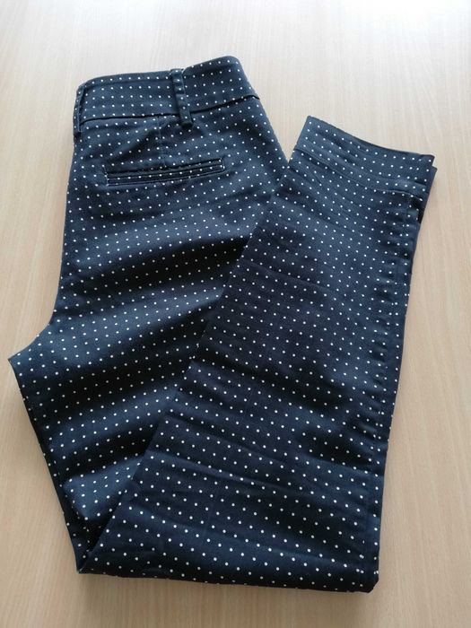 C&A czarne cygaretki w białe grochy /kropki 36