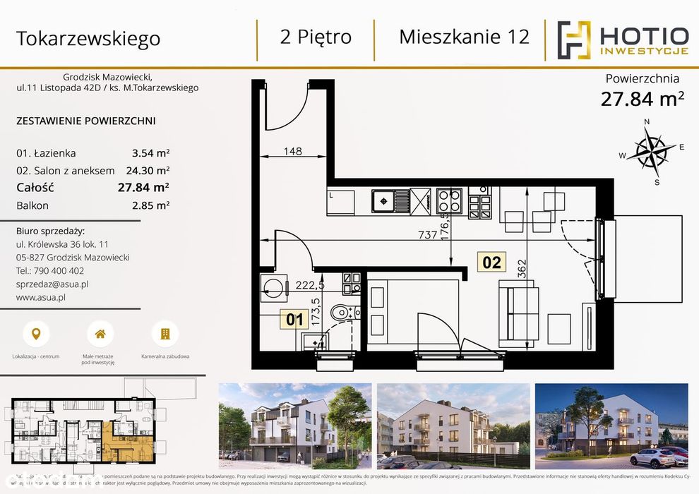 kawalerka w centrum ul. Tokarzewskiego, idealna na inwestycję- lok. 12