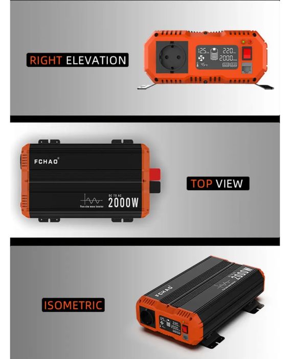 Інвертор перетворювач Fchao 2000w 12в чи 24в. Пік 4000w
