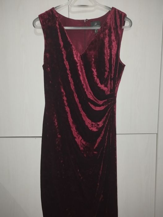 Sukienka welurowa bordowa L