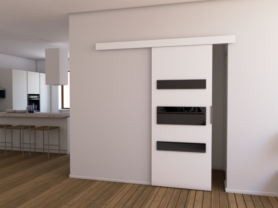 Drzwi przesuwne D80 86x205cm Białe nowe producent komplet