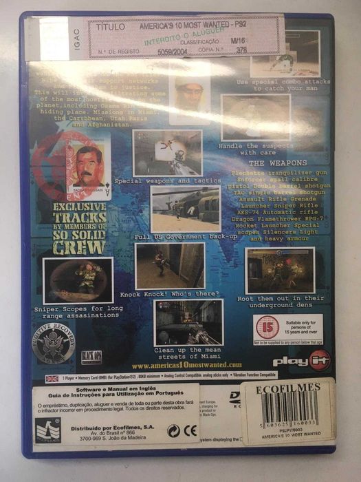 PS2 - America's 10 Most Wanted (Fugitive Hunter: War on Terror)