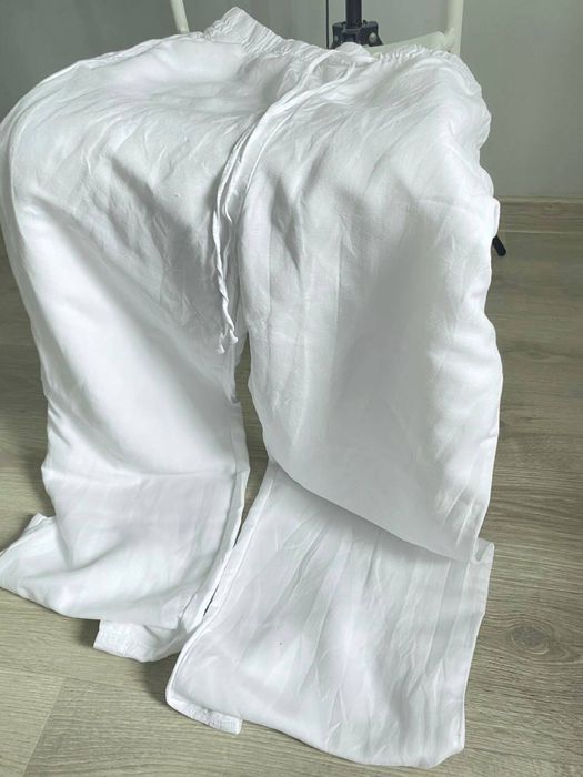 H&m шикарні лляні брюки штани палацо льняные широкие брюки штаны белые