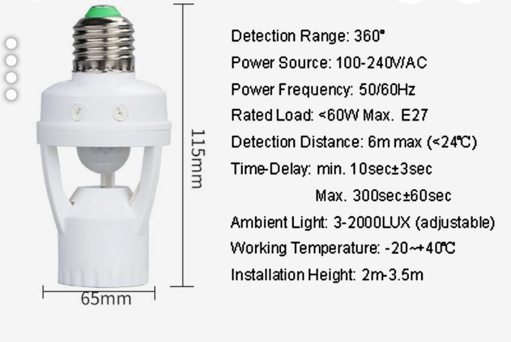 CASQUILHO de lâmpada com sensor de ligação