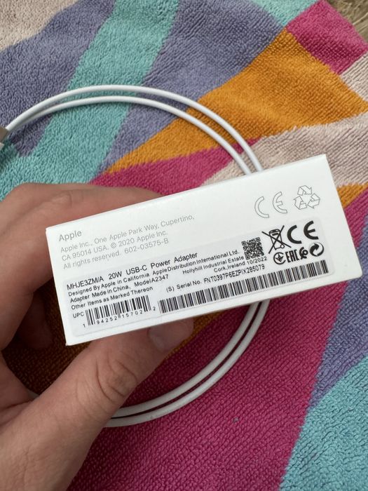 Комплект apple 20w быстрая зарядка айфон кабель и блок iphone