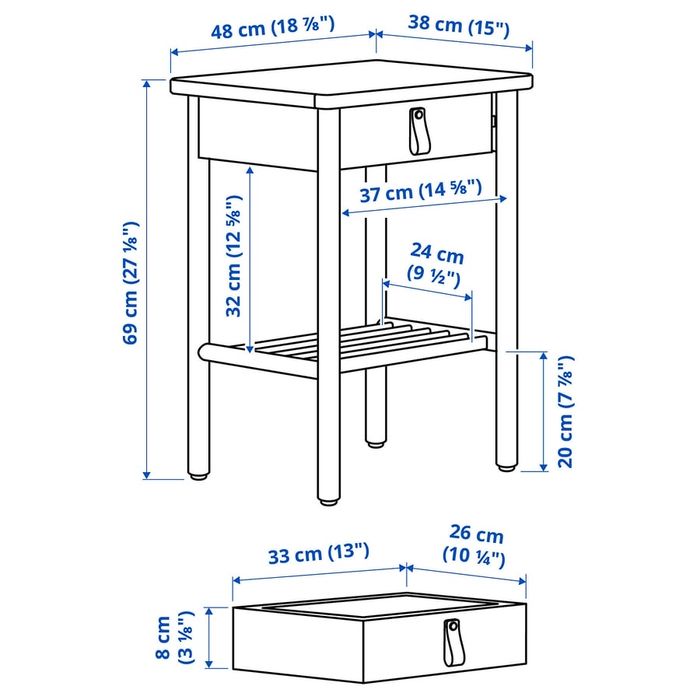 Conjunto IKEA BJÖRKSNÄS - Cama 160x200 + mesa de cabeceira